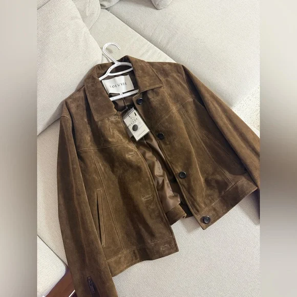 NWT Loeuvre Classic Real Suede Jacket - Brown - Picture 5 of 11